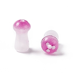 Deep Pink Opaque Glass Beads, Mushroom, Deep Pink, 8x4.5mm, Hole: 1mm, about 96~98pcs/bag