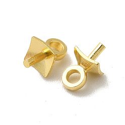 Real 24K Gold Plated Brass Eye Pin Peg Bails, For Half Drilled Beads, Cadmium Free & Lead Free, Square, Real 24K Gold Plated, 7x4x4mm, Hole: 2mm, Pin: 0.8mm