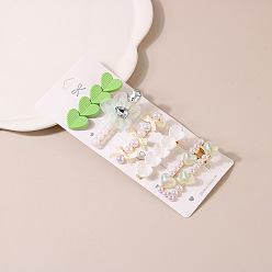 A style - green series Cute Pearl Hair Clip Set with Rhinestone Side Clip - Girl's Hair Accessories