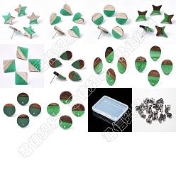 Mixed Color PandaHall Elite DIY Two Tone Stud Earring Making Finding Kits, Including 5Pairs Resin & Wood Stud Earrings & 5Pairs Stud Earring Findings, 20Pcs 304 Stainless Steel Ear Nuts, Mixed Color, 40pcs/box