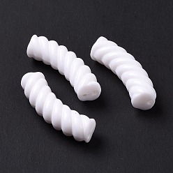 White Opaque Acrylic Beads, Twist, Curved Tube, White, 33x12x8.5mm, Hole: 1.6mm, about 308pcs/500g