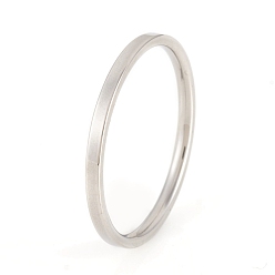 Stainless Steel Color 201 Stainless Steel Flat Plain Band Rings, Stainless Steel Color, US Size 7(17.3mm), 1.5mm