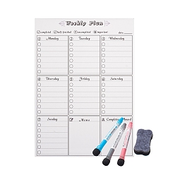 Black Magnetic Dry Erase Weekly Calendar for Fridge, with Fine Tip Markers and Large Eraser with Magnets, Monthly Whiteboard, Black, 42x29.8x0.05cm