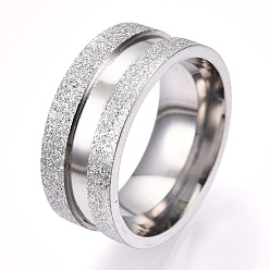 Нержавеющая Сталь Цвет 201 рифленое кольцо из нержавеющей стали для женщин, цвет нержавеющей стали, внутренний диаметр: 16.2 мм, широк: 8 мм