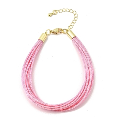Pink Женские полиэстеровые браслеты, многожильных браслеты, золотые, розовые, 7.24 дюйм (18.4 см)