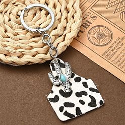 Желтая Старая Ткань  Брелок из воловьей кожи и сплава, литыми кольцами, старое кружево, 10.6 см, Кулон : 30~52 мм