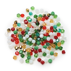 Mixed Color Transparent & Opaque Glass Beads, Faceted, Bicone, Mixed Color, 4mm, 200pcs/bag