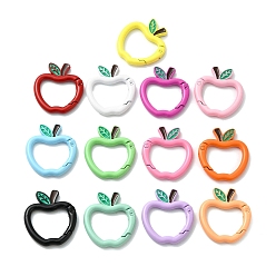Mixed Color Spray Painted Alloy Spring Gate Ring, Apple, Mixed Color, 30x27.5x4.5mm