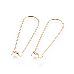 Golden 304 Stainless Steel Hoop Earring Finding, Kidney Ear Wire, Golden, 21 Gauge, 39x12.5mm, Pin: 0.7mm