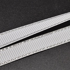 Gainsboro Polyester Grosgrain Ribbons for Gift Packing, Silver Wired Edge Ribbon, Gainsboro, 1/4 inch(6mm), about 100yards/roll(91.44m/roll)