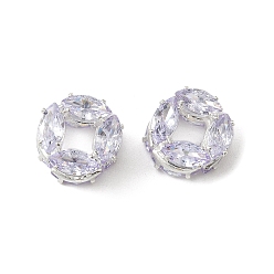 лаванда Латунные микро проложить кубического циркония бусы, колонка, лаванда, 12.5x9.5 мм, отверстие : 1.2 мм