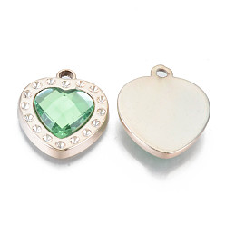 Аквамарин Уф покрытие акриловые подвески настройки горный хрусталь, с акриловыми стразами, граненое сердце, золотой свет, аквамарин, футов для 2 мм горного хрусталя, 25x21.5x5.5 мм, отверстие : 2.5 мм