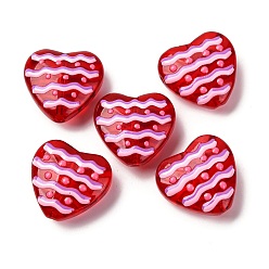 Лиловый Стеклянные эмалевые бусины, бусины ручной работы, Сердце звездочкой, сирень, 20.5x19.5x9 мм, отверстие : 1.6 мм