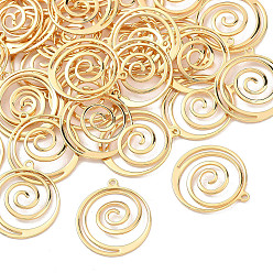 Настоящее золото 18K Латунные подвески, вихревые чары, без кадмия, без никеля и без свинца, реальный 18 k позолоченный, 19x17x1 мм, отверстие : 1 мм