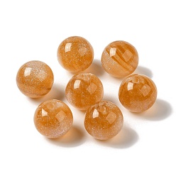 Verge D'or Perles scintillantes en résine, perles rondes, verge d'or, 15.5~16x15mm, Trou: 2.8mm