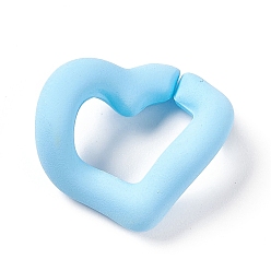 Light Sky Blue Opaque Acrylic Linking Rings, Quick Link Connectors, Macaron Color, Twisted Heart, for Curb Chain Making, Light Sky Blue, 18x20.5x8mm, Inner Diameter: 7.5x12mm