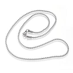 Stainless Steel Color 304 Stainless Steel Twisted Chain Necklaces, with Lobster Claw Clasps, Stainless Steel Color, 19.7 inch(50cm), 2mm