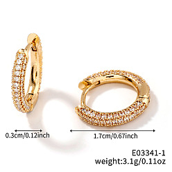 Ring Элегантные латунные серьги-кольца с прозрачным кубическим цирконием, золотые, кольцо, 17x3 мм