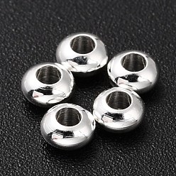 925 Sterling Silver Plated Brass Beads, Long-Lasting Plated, Rondelle, 925 Sterling Silver Plated, 3.5x1.8mm, Hole: 1.5mm