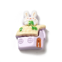 лаванда Мультяшный пищевой дом из непрозрачной смолы декодирует кабошоны, лаванда, 29.5x22x7.5 мм