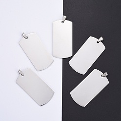 Stainless Steel Color 304 Stainless Steel Big Pendants, Manual Polishing, Blank Stamping Tags, Rectangle, Stainless Steel Color, 55x28x1.8mm