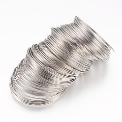Platine Fil à mémoire en acier, pour la fabrication de bracelets enveloppants, sans nickel, platine, Jauge 18, 1mm, environ 800 cercles / 1000 g