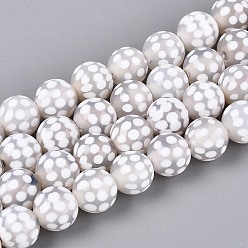 Белый Нити бусин дзи из натурального агата в тибетском стиле, круглые, окрашенная и подогревом, белые, 8~8.5 мм, отверстие : 0.9~1.2 мм, около 48 шт / нитка, 14.96 дюйм (38 см)