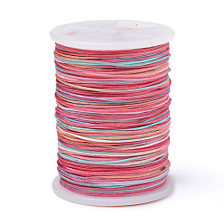 Colorful Segment Dyed Polyester Thread, Braided Cord, Colorful, 0.4mm, about 16.4 yards(15m)/roll