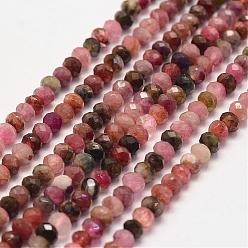 Tourmaline Natural Tourmaline Bead Strands, Faceted, Rondelle, 4x3mm, Hole: 1mm, about 128pcs/strand, 15.2 inch