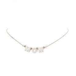 Слово Ожерелье с кулоном мама из натуральных ракушек с золотыми латунными цепочками на день матери, слово, Кулон : 48x11x4 мм, 16.34 дюйм (41.5 см)