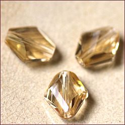 Gold Imitation Austrian Crystal Beads, Grade AAA, Faceted, Rhombus, Gold, 9.5x8x4mm, Hole: 0.9~1mm
