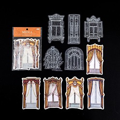 Dark Orange 10Pcs Retro Curtain Theme PET & Paper Decorative Stickers, for DIY Scrapbooking, Dark Orange, 70~130mm