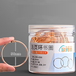 Light Gold Накидные кольца из скоросшивателя из нержавеющей стали, круглые кольца, золотой свет, 50 мм, Около 30 шт / коробка