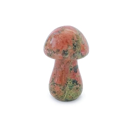 Unakite Natural Unakite Healing Mushroom Figurines, Reiki Energy Stone Display Decorations, 35mm