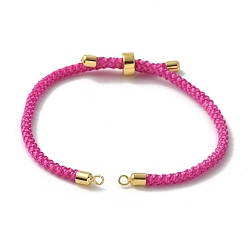 Фуксин Изготовление регулируемого нейлонового хлопкового шнура, с реечной обшивкой латунными выводами, золотые, фуксиново-красные, 4-3/4~8-7/8 дюйм (12~22.5 см), 3 мм, отверстие : 2 мм