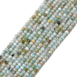 Flower Amazonite Natural Flower Amazonite Beads Strands, Faceted Rondelle, 2x1.6~1.7mm, Hole: 0.5mm, about 219pcs/strand, 15.08~15.16 inch(38.3~38.5cm)