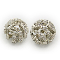 Платина Латунные шарики циркония кубической, круглые, платина, 12 мм, отверстие : 1 мм