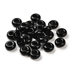 Obsidian Natural Obsidian European Beads, Large Hole Beads, Rondelle, 10x4.5~5mm, Hole: 4~4.3mm