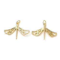 Real 18K Gold Plated Eco-Friendly Brass Pendants, with Jump Ring, Lead Free & Cadmium Free, Dragonfly Charm, Real 18K Gold Plated, 20x27x3mm, Hole: 3mm