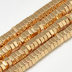 Light Gold Plated Electroplate Non-magnetic Synthetic Hematite Beads Strands, Hexagon, Light Gold Plated, 6x5.5x2mm, Hole: 2mm, about 182pcs/strand, 16.1 inch
