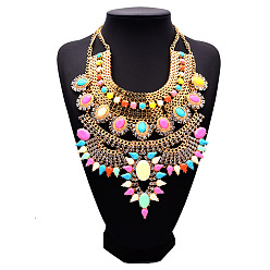 colorful Crystal Lock Necklace - Fashionable Alloy Jewelry for Women's Collarbone