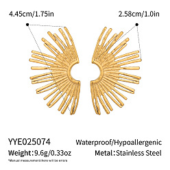 Настоящее золото 18K Серьги-гвоздики из нержавеющей стали в форме цветка, слева и справа, реальный 18 k позолоченный, 44.5x25.8 мм