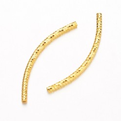 Real 18K Gold Plated Curved Brass Tube Beads, Real 18K Gold Plated, 34x2mm, Hole: 1mm