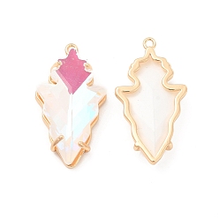 Crystal AB K9 Glass Pendants, with Light Gold Brass Finding, Arrow Charms, Crystal AB, 30x16.5x6mm, Hole: 1.4mm