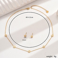 Золотой Элегантный 201 комплект из круглых серег-гвоздиков и ожерелий из нержавеющей стали для женщин, золотые