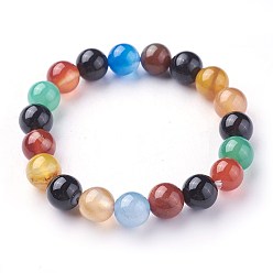 Agate Naturelle Agate perles naturelles étirer bracelets, teints et chauffée, ronde, 2-1/4 pouces ~ 2-3/8 pouces (5.7~6 cm), perles: 10~10.5 mm