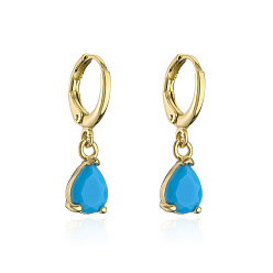 41742 Geometric Waterdrop Earrings with Copper Plating and Zirconia Inlay for Women