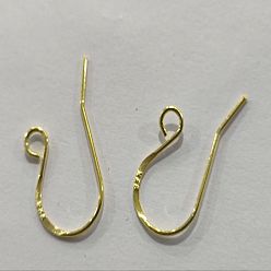 Золотой 925 стерлингового серебра серьги крюков, реальный 18 k позолоченный, 19x13.5x0.8 мм, отверстие : 2 мм, 20 датчик, штифты : 0.8 мм