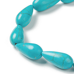 Dark Turquoise 8 Strands Synthetic Howlite Beads Strands, Dyed, Teardrop, Dark Turquoise, 25x12x12mm, Hole: 1.4mm, about 16pcs/strand, 15.87''(40.3cm)