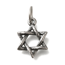 Star of David 316 хирургические подвески из нержавеющей стали, с целью перехода в кольце, античное серебро, звезда Давида, 17x12x2.8 мм, отверстие : 5.3 мм
